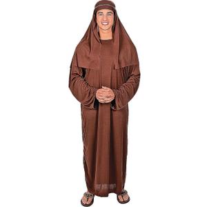 Fun Express Joseph Costume Adult Men - Premium Biblical Character Outfit for Christmas Pageants, Nativity Plays & Church Productions | 2-Piece Set with Robe & Headpiece | Brown Polyester Material