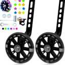 DDJKCZ Training Wheels Flash Mute Wheel Bicycle Compatible for Bikes of 12 14 16 18 20 Inch (Light Black)