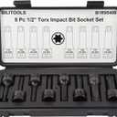 BILITOOLS 8-Piece Impact Torx Bit Socket Set 1/2 inch Drive, T30-T80, Cr-Mo Steel