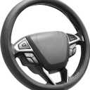 SEG Direct Black Car Steering Wheel Cover Medium Size 14.5-15 inch (37-39 cm), Breathable Microfiber Leather
