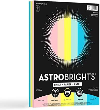 Astrobrights Color Paper, 8.5" x 11", 24 lb/89 gsm, Sprinkle 5-Color Assortment, 300 Sheets (94000)