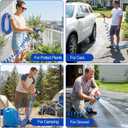 Therwen 25 ft Heavy Duty EVA Recoil Garden Hose Curly Water Hose with 8 Pattern Spray Nozzle and Brass Connectors for Garden Watering Cars Washing(Blue)