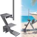 GADFISH Trailer Steps, Heavy Duty Boat Trailer Steps with 3 Steps, Boat Steps for Trailer, Boat Trailer Tongue Steps with Handle, Suitable for 4 x 4 inches Trailer Frame, Silver