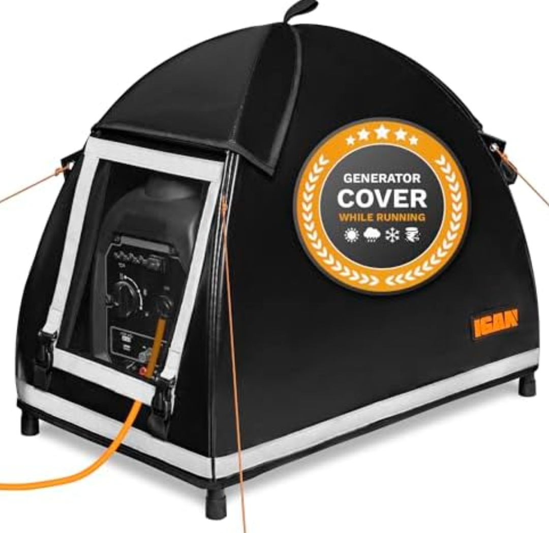 IGAN Small Inverter Generator Tent Cover While Running, Compatible for Honda and Most 1000~2300 Watts Generators, Portable Outdoor All-Weather Tarpaulin Cover for Rain, Black