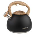 POLIVIAR Tea Kettle, Black Ti Stovetop Tea Kettle 2.7 Quart , Audible Whistling Teapot, Food Grade Stainless Steel for Anti-Rust and Anti Hot Handle, Suitable for All Heat Sources (JX2018-WB20)
