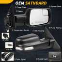 Right Passenger Side Mirror Compatible with Ram 1500 2019 2020 2021 2022 2023 2024 2025,W/Heated/Power Folding/Power Glass/Puddle Light/Signal Light(10pins)