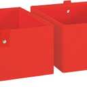 RiverRidge Kids 2pc Folding Storage Bins Set - 10.5 Bin Organizers with Handles - Red Closet Organizers and Storage for Toys, Games, Shoes - Foldable Cube Storage Organizer Bins for Playroom, Nursery