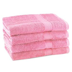 CrystalTowels Premium Bath Towels – 4 Pack - 28" x 36" - 100% Virgin Ringspun Cotton - Soft & Absorbent for Home Hotel Spa or Gym (Pink)