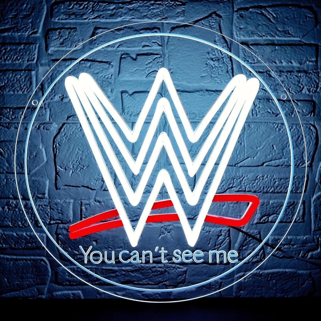 Wrestling Neon Sign for Wall Decor Dimmable Wrestling Neon Light for Man Cave White LED Sign Suitable for Game Bedroom Living Room Gym Bar Competition Party Birthday Gift Size13.3 * 12.9In(P085) (Red Cool White)