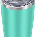 WETOWETO 20oz Insulated Stainless Steel Tumbler, Double Wall Vacuum Leak-proof Travel Coffee Mug, Powder Coated Water Cup (Cyan, 1 Pack)