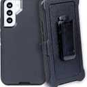 WallSkiN Case for Galaxy S22 Plus (6.6") Heavy Duty Full Body Military Grade Drop Protection Carrying Cover Holder | Holster for Men Belt with Clip Stand  Black/Black