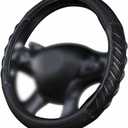 Flying Banner car Steering Wheel Cover Faux Leather Massage Universal fit 3D Honeycomb Hole Anti-Slip Sporty 15 Inches (Black Black)