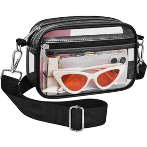 Bagenius Clear Purse Stadium Approved, Sports fan Handbag Purses with Adjustable Strap for Stadium Events, Work and Concert (Black)