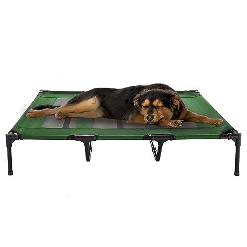 Elevated Dog Bed - 48x35.5-Inch Portable Pet Bed with Non-Slip Feet - Indoor/Outdoor Dog Bed or Puppy Cot for Pets up to 110lbs by PETMAKER (Green)