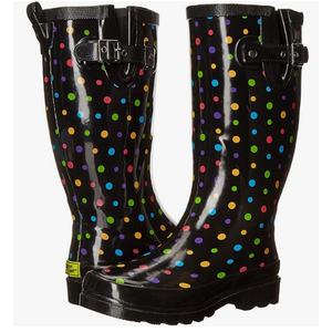 GOGO Classic Black Rainbow Polka Dot Rain/Snow Boots Women Size 8