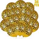 Gejoy 36 Pcs Cheetah Balloons Gold Leopard Print Balloons 12 Inch Spots Latex Leopard Jungle Animal Decorations for Cheetah Zoo Theme Birthday Party Supplies