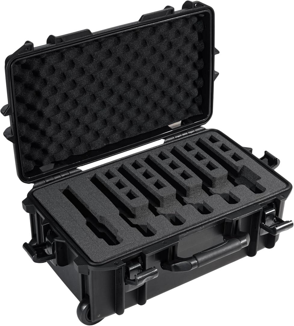 GORPANIX Pistol & Rifle Gun Case Series, Pistol Case Holds Multiple Handguns, Hard Shell Waterproof Stackable Range Storage & Travel Case with Foam, Shockproof Lockable Gun Case for Gun Safe Black