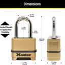 Master Lock Combination Lock, Heavy Duty Weatherproof Padlock, Resettable for Outdoor Use, Brass Finish, M175XDLF