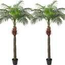 YEPDIN 2 PCS Fake Palm Tree 7 FT,Tall Artificial Palm Trees for Outdoor Indoor Decor,Faux Phoenix Palm Plants for Outside Patio Pool Coastal Home Office Living Room