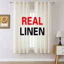 MIUCO Linen Curtains 63 Inch Length for Bedroom Living Room, Light Filtering Curtains, Modern Neutral Decor Farmhouse Drapes, Rod Pocket & Back Tab Curtains, 2 Panels 2 Tiebacks 36 Inches Wide Natural