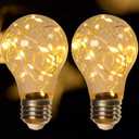 Decorative Light Bulb, 2W LED Fairy Light Bulbs, 15W Equivalent Cute Light Bulbs for Pendant Light Fixtures, Bedroom, Living Room, Christmas, Wedding, Warm White, E26 Base (Yellow-2pcs)