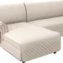 H.VERSAILTEX 100% Waterproof Couch Covers for Sectional Sofa 2-Piece Couch Covers Sectional Couch Cover L Shaped for Dogs Non Slip (Left Chaise Lounge Cover + 3 Seat Sofa Cover, Coconut Milk)
