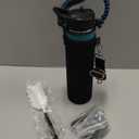 Insulated Water Bottle 24oz, Triple Wall Vacuum Stainless Steel (Cold for 48 Hrs, Hot for 24Hrs), Leak Proof & Non-BPA, 24oz Hydro Water Flask with Paracord Handle & Straw Spout Lids Cyan Blue)