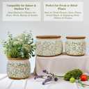 Vintage Ceramic Flower Pot - Indoor Outdoor Planters with Drainage Holes & Filter Screen, 9 Large Rustic Farmhouse Decorative Plant Pots for Garden/Patio/Balcony (Green Vines, Large)