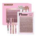 Plume Brown Lashes Natural Lash ClustersWith Invisible Band DlY Lash Extension Kit Eyelash Kit with Bond and Seal 8-16mm C Curl Beginner Individual Lashes Long lasting Makeup For Girl
