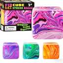 1 Pack Fidget Toys Squishy Stress Cube, Stress Balls for Kids Adults Squishies Stress Relief, Ice Squishy Cube Sugar Balls, Sensory Toys for Kids with Autism, Fidgets for Classroom Prize Toys (Pink)