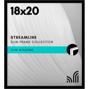 Americanflat 18x20 Picture Frame with Polished Plexiglass - Streamline Collection - Thin Border Picture Frame for Wall Display - Hanging Hardware Included - Black