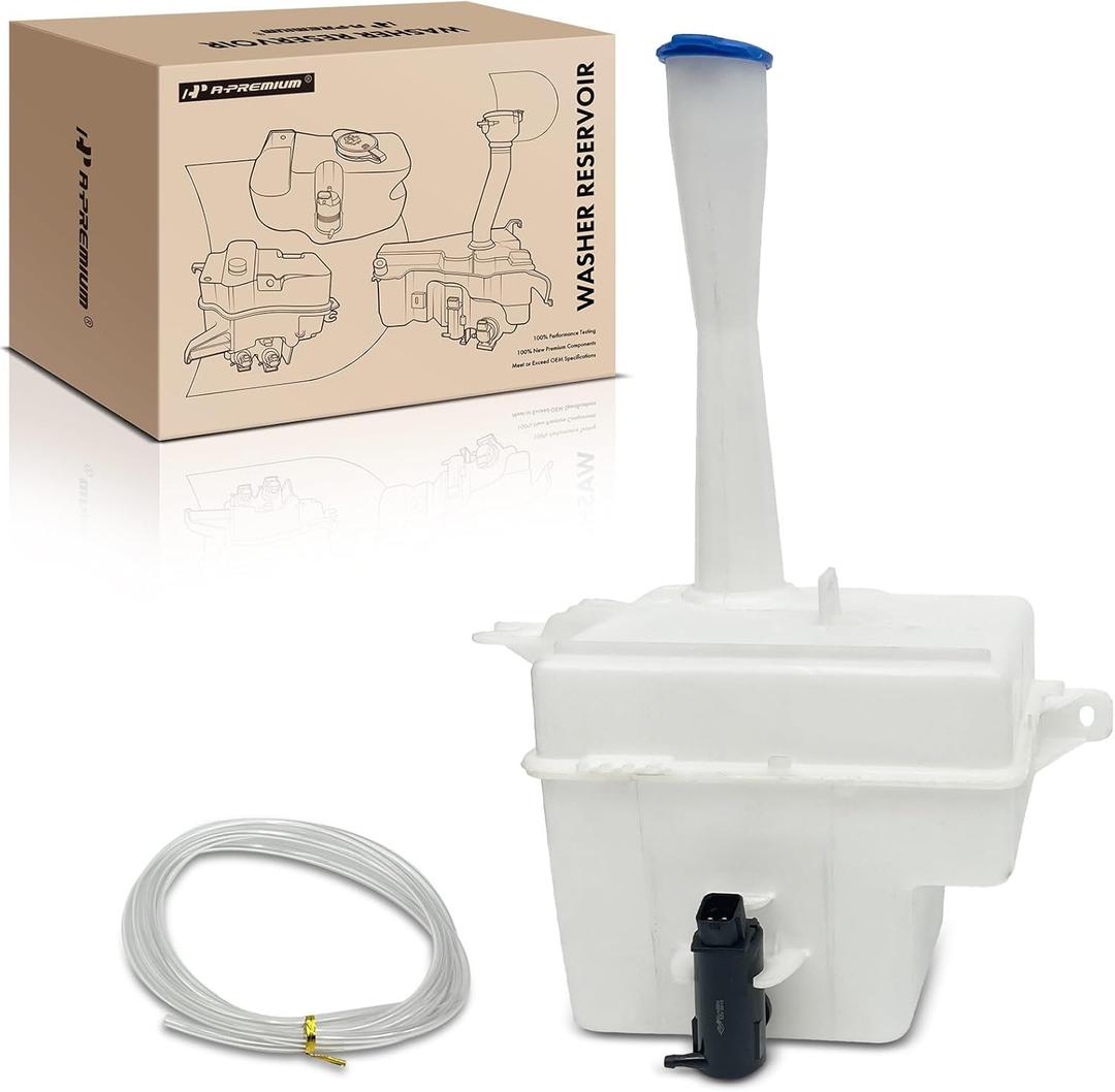 A-Premium Windshield Washer Reservoir Compatible with Select Hyundai Models - Elantra 2007 2008 2009 2010, with (Cap/Washer Pump/Hose/Filler Neck/Bracket)
