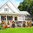 Happy Yall Banner Fall Holiday Backdrop Scarecrows Pumpkins Sunflowers 118x20 inches Autumn Decor Party Supplies Welcome Yard Sign Wall Hanging Banner Decoration