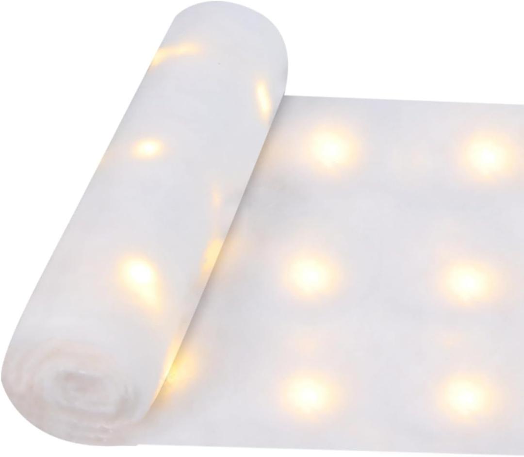 1 Roll Christmas Fake Snow Blanket with Lights7017.7 Inchs Thick Artificial Blanket for Christmas Village Display Fluffy Christmas Tree Base Cover Winter Wonderland Decorations