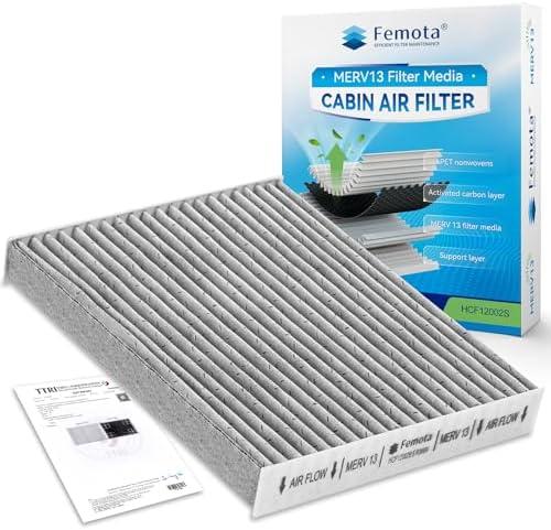 Femota Certified MERV 13 Cabin Air Filter with Activated Carbon, CF12002 for Kia Soul (2014-2019), Kia Soul EV (2015-2019), OE: 97133-B2000.