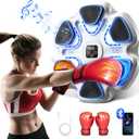 Music Boxing Machine, Boxing Machine Wall Mounted Music with Gloves, Electronic Boxing Target for Adults, Smart Boxing Training Equipment, Boxing Machine for Home and Gym (White)