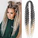DE Dreadlock Extensions Ombre Blonde Synthetic Wavy Double Ended Dreads 10 Strands Handmade Crochet Dreads Soft Loc Extensions for Women Men 24 inches 1B613