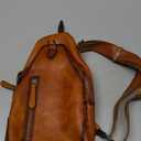 LRTO Genuine Leather Sling Bag for Men and Women Real Leather Shoulder Crossbody Bag Chest Bag Sling Backpack Purse (Brown)