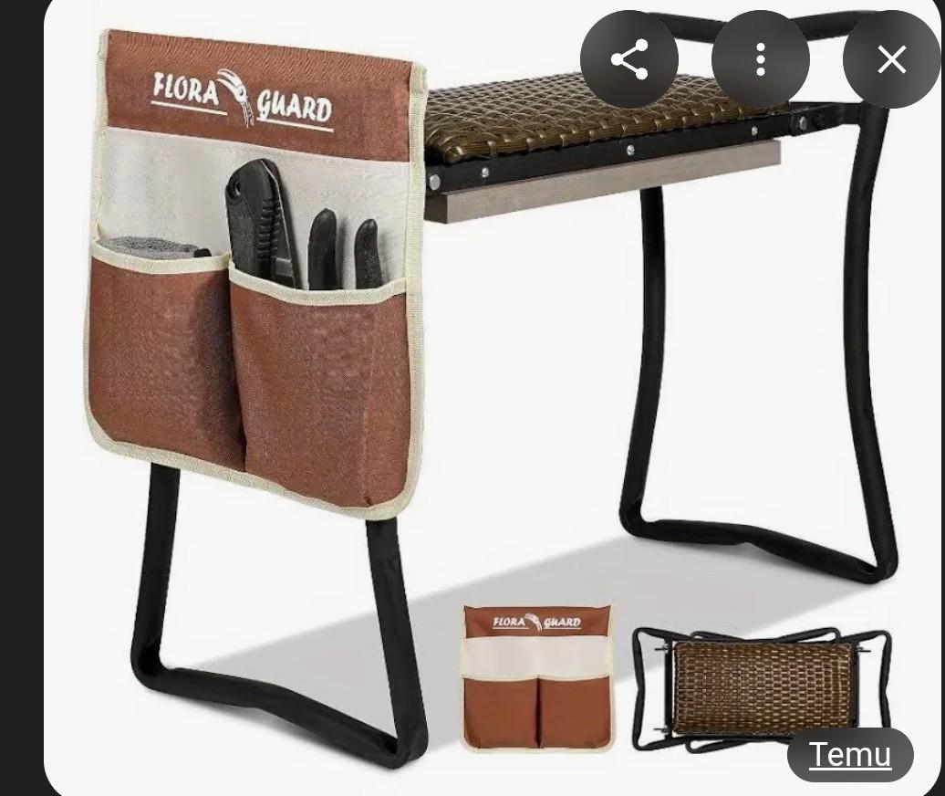 FLORA GUARD Garden Kneeler and seat, Folding seat with Tool Bag, Rattan Cushion, Heavy Duty Carbon Steel Construction, Perfect Gardening Gift for Seniors and Women
