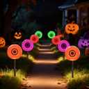 Halloween Pathway Lights, 7Ft Halloween Walkway Lights Outdoor Spooky Landscape Walkway Eyeball with 4 LED C7 Bulbs for Hunting Party Yard Novelty Fall Decor 4PK