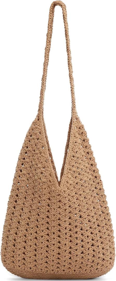 Pleneal Crochet Beach Bags for Women, Summer Beach Tote Bag, Soft Woven Purses Shoulder Bag for Vacation