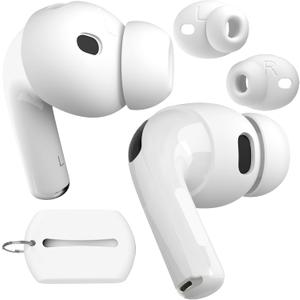 DamonLight 2 Pairs Ear Tips for AirPods Pro 3 Grip Silicone Earbuds Cover [Added Storage Pouch][US Patent Registered] Compatible with Apple AirPods Pro 3rd Generation 2025 (White)