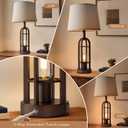 SRJJA 24" Table Lamps for Living Room Set of 2, Rustic Farmhouse 3-Way Dimmable Touch Industrial Bedside Lamps with USB A+C for Bedroom Nightstand4 Bulbs Included
