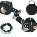 BWOGUE Bunny Tunnels & Tubes Collapsible Rabbit Hideout Tube and Foldable Cubes Playground Small Animal Activity Hideaway for Dwarf Rabbits Bunny Guinea Pigs Kitty (Blue Black)