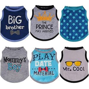 Sadnyy 6 Pack Winter Dog Shirt Boy Pet Clothes Doggy Tee Tank Top Kitten Shirts with Letters for Small Medium Dogs Cats Soft Cozy Chihuahua Vest Apparel for Dog Cat Puppy(X-Small)