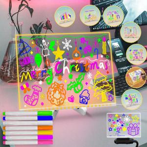 Fanrui Glowing LED Kids Drawing Board with Colors & Night Light  11.8"x7.9" Acrylic Desktop Dry Erase Memo Whiteboard, USB Powered, Dimmable, to Do List, Planning for Home/Kitchen/Office/School (Large)