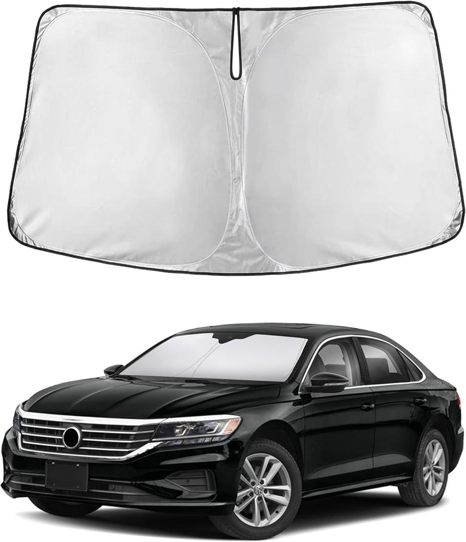 EcoNour Windshield Sunshade Compatible for Volkswagen VW Passat 2012-2020 2021 2022, Sun Visor for Front Windshield & Window Sun Shade Cover, UV Heat Blocker & Protector, Car Accessories