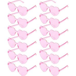 GCQJOQ 12 Pairs Heart Sunglasses for Women, Pink Heart Glasses for Party Favor, Pink