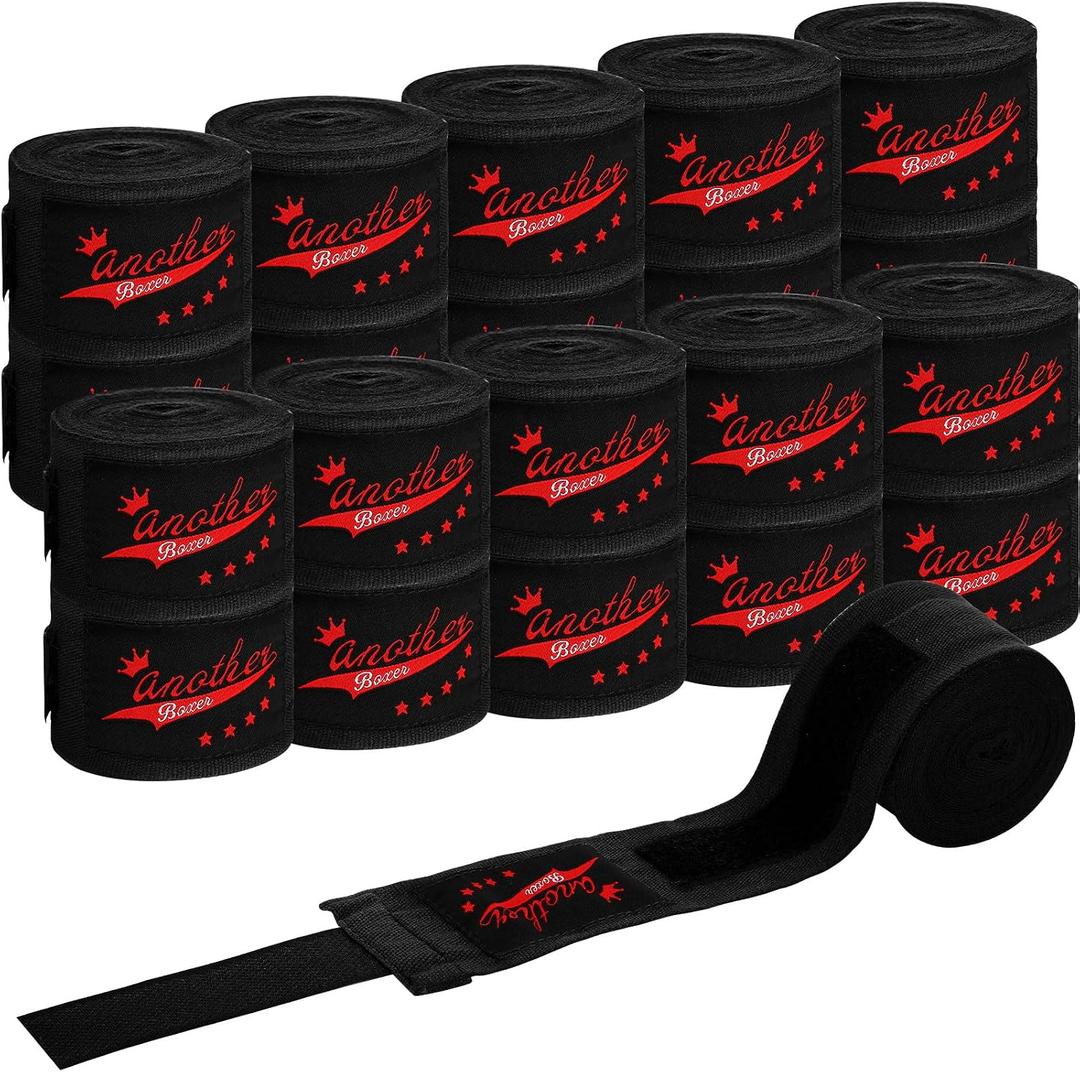 Jenaai 10 Pairs Elastic 180 Inch Boxing Hand Wraps Bulk Martial Arts Hand Wrap Wrist Wraps for Men Women Kickboxing MMA Muay Thai Boxing Wrist Protection (Black)