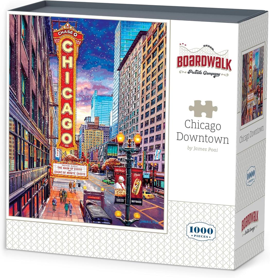 Boardwalk Puzzles Chicago Downtown, 1000 Piece Jigsaw Puzzle for Adults, Made in USA